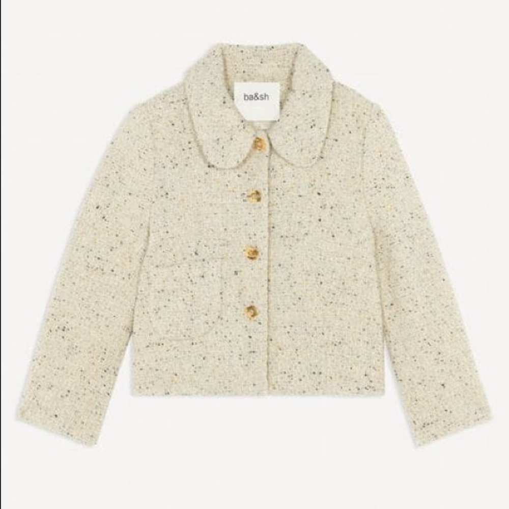 ba&sh Tweed Jacket Wool Gold Buttons -NWT